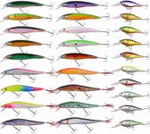 28pcs Fishing Lures Hard Bait Set Large Crank Baits Minnow Lure with Treble Hooks Swimbait for Saltwater Freshwater Trout Bass Walleye Redfish