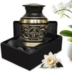 Cremation Urn for Human Ashes Men & Women - Handcrafted Metallic Funeral Urn for Ashes - Honour Your Loved One with Memorial Urn for Ashes Male, Female & Infants (Black, Small, Engraved)