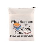 Book Sleeve for Book Lovers What Happens at Book Club Stays At Book Club Zipper Book Pouch Gifts for Bookworm (Book Club-b)