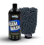 SOFTSPUN Microfiber 1700gsm 1pc Double Side Glove Grey + 1Ltr Car & Bike Premium Liquid Shampoo Combo | Extra Suds, Removes Tough Dirt & Grime | pH Neutral | Works with Bucket & Foam Cannon