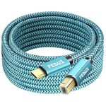 FEDUS 5 Meter USB Type-C to Printer Cable, Gold Plated Nylon Braided USB Type-C to USB B Male Scanner Cord Compatible with DIMI, Google Chromebook Pixel, MacBook Pro, HP Canon Printers