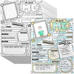 Juvale 30 Pack Kids All About Me Classroom Posters for Kindergarten, Elementary School Students (17 x 22 In)