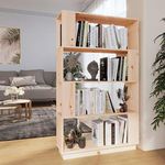 vidaXL Solid Pinewood Adjustable Book Cabinet and Room Divider - Rustic Brown, 80x25x132 cm