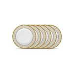 La Opala Diva Sovrana Collection Opal Glass Crockery | Quarter Plate Set of 6 Moroccan Gold | Side Plate for Snacking & Gifting | Microwave Safe | 100% Vegetarian | Extra Strong | Super Light & White