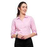 Blue RoninWomen 3/4 Sleeve Stylish Western Official Formal Shirts for Women Regular fit Shirts for Women Pink_XL