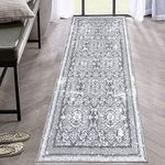 Enyhom Carpet Runner Rugs for Hallway Super Soft Boho Area Rug Extra Long Non Slip Stair Runner Machine Washable Kitchen Floor Rug for Living Room Entryway Laundry Room(60 x 180 cm, Grey)