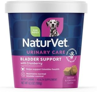 NaturVet Bladder Support Plus Cranberry for Dogs, 60 ct Soft Chews, Made in The USA with Globally Source Ingredients