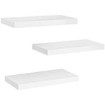 Amada White Floating Shelves Invisible Wall Mounted 3 Sets, Modern Faux Wood Storage Shelves with Matte Finish, Perfect for Bedroom, Bathroom, Living Room and Kitchen Storage AMFS08