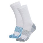 Copper Fit Unisex Crew Length Sport Socks, 2 Pair, White, Small-Medium