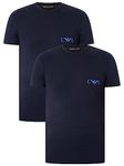 Emporio Armani Men's Emporio Armani Bold Monogram Men's T-shirt Pack of 2 T Shirt, Navy/Navy, S UK