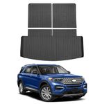 Cacartist Trunk Mat with Backrest Mat Custom Fit for Ford Explorer 2020 2021 2022 2023 2024 2025 (6&7 Seat) Accessories All Weather Waterproof Cargo Liner TPE 3D Rear Trunk Tray