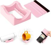 Silicone Cup Cradle for Tumblers,Sturdy Tumbler Cradle with Felt Squeegee Use to Apply Vinly Decal-Keep Tumblers/Coffee Cups/Glass Cans in Place,Silicone Anti-Slip Tumbler Holder for Crafting (Pink)