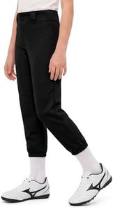 Girls Black Softball Pants Toddler Youth Baseball Tee Ball Pants with Belt Loops Pockets (13-14 Years)