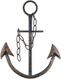 Everydecor Metal Anchor for Wall Decor - Antique Nautical Decoration for Living Room, Restroom, Bathroom, Bedroom, Kitchen - Boat, Ship Anchor with Chain for Home Interior