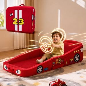 Vamcheer Toddler Travel Bed Foldable Racing Car Style Red 54''x25''x7''
