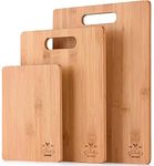 Zulay (3-Piece) Bamboo Wooden Cutting Boards For Kitchen - Premium 3 Assorted Sizes Wood Cutting Board For Cooking & Serving - Bamboo Cutting Board Set For Veggies, Meat, Cheese & More
