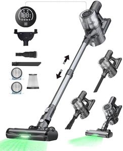 Proscenic P13 Cordless Vacuum Cleaners [38Kpa Suction, Max 50 Min Run] Rechargeable Lightweight Stick Wireless Vacuum with Green Light, Anti-Tangle Brush, LED Display for Home, Floor, Pet Hair, Carpet