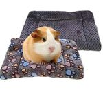 Oncpcare 2 Pack Guinea Pig Bed Pad, Paw Print Hamster Mat Small Animal Fleece Liners, Pet Blanket for Rat Chinchilla Ferret