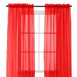 Elegant Comfort 2-Piece Sheer Panel with 2'' Rod Pocket, Window Curtains 60'' Width X 84'' Length, Red (965RW-Derin)