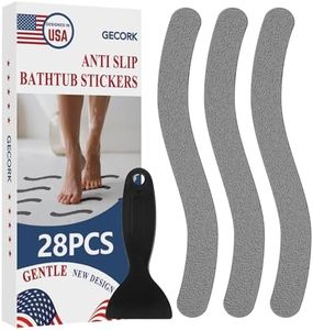 Gecork 28 PCS Shower Floor Non Slip Stickers with Strong Adhesive, Invisible & Durable Anti Slip Shower Stickers with Scraper for Bath Tub, Pools and Stairs(Grey,Wavy)
