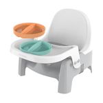 Ingenuity Deluxe Learn-to-Dine Feeding Seat, Twist & Dine Plate, Booster Seat, For Ages 6 Months - 3 Years - Orange & Teal