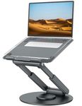 Tounee Telescopic Laptop Stand for Desk with 360° Swivel Base, Sit to Stand, Height Adjustable, Portable Riser Holder for Good Posture, Compatible with MacBook Pro, All Laptops 10-17"-Gray