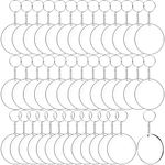 Duufin 120 Pieces Acrylic Keyring Blanks Clear Acrylic Circles Discs Key Chain Ring and Jump Ring for DIY Projects and Crafts, 3 Inch