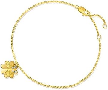 CHOW SANG SANG Essence 999 24K Gold Four-Leaf Clover with Diamond Bracelet for Women 94311B | 7 Inches, (18 CM)