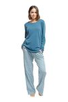 jijamas Incredibly Soft Pima Cotton Women's Pajamas Set - The Restful Night - Blue - S/Tall (5'6 Tall)