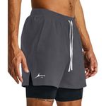 PROSHARX 2 in 1 Active Dual Shorts with Inner Tights Layer | Men's Double Layer Short for Running, Gym & Sports (XL, Charcoal Grey)