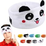 QingHong Kids Headphones Headband, Wireless Headband Headphones Kids, Headband Earphones for Children,Bandeau Toddler Headphones, with Thin Speakers & Super Soft Headband (Panda)