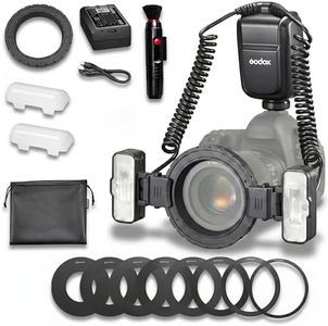 Godox MF-T76C TTL Macro Flash for Canon, 76Ws Dual Flash Head,1.2s Fast Recycle, 550 Full Power Flashes/Type-C Rechargeable/1/1-1/256 Power/0°-150° Adjustable Heads/with Adapter Rings/Modeling Lamps