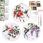 Yixhua 3 Sets Hummingbird Embroidery Kit for Beginners,Cross Stitch Kit Adult with Pattern Starter Hand Embroidery with Instructions Arts and Crafts for Adult Learn to Embroider DIY Kits