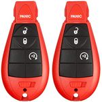 2 New Red Keyless Entry 4 Buttons Remote Start Car Key Fob Fobik M3N5WY783X, IYZ-C01C 56046707AE for Dodge Challenger Charger Durango Town Country Grand Caravan Journey & Ram