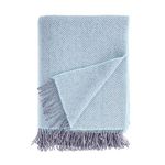 John Hanly The Wool Company Merino Cashmere Blend Throw - Duck Egg and Grey Herringbone - Luxurious and Super-soft