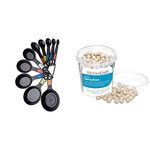 KitchenCraft Plastic Measuring Cups and Spoons (Set of 10) & Ceramic Baking Beans for Pastry, 500 g (1 lb)