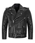 Mens Brando Biker Jacket Motorbike Genuine Cowhide Leather Mens Motorbike Classic Biker Fashion Leather Jacket (XL)