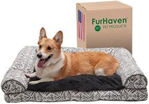 Furhaven Pet Dog Bed - Plush Kilim Southwest Home Decor Pillow Cushion Traditional Sofa-Style Living Room Couch Pet Bed with Removable Cover for Dogs and Cats, Boulder Gray, Large