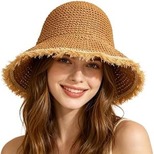 Straw Hats for Women, Womens Summer Hats for Vacation Travel, Beach Sun Straw Hats for Women (Brown Style 2)
