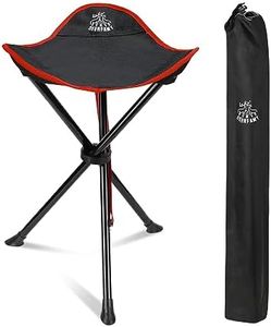 DEERFAMY Camping Stool 3 Legged Hold up to 225lbs Portable Tripod Seat with Shoulder Strap Compact Tri-Leg Chair for Backpacking Kayaking Canoeing Hiking Hunting Fishing Outdoor, Red 1 Pack