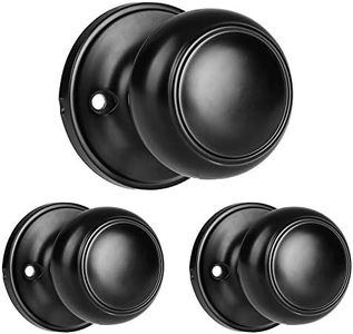 Ilyapa Dummy Black Door Knobs Interior Hardware for Closet or French Doors in Home and Kitchen- Colonial, Non-Turning Dummy Knob, Interior Non Turning Round Door Handle, Black 3 Pack