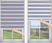 Blinhdome Cordless Custom Zebra Roller Blackout Shades and Blinds, Dual Layer Sheer Shades or Privacy Light Control, Day and Night Window Shades for Room Darkening, Easy to Install, Dark Grey