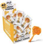 iPaw Turkey Tendons for Dogs 40 Pcs Bulk Pack, 100% Turkey and US Sourced Raw Material, Hypoallergenic, All Natural Human Grade Puppy Chew, Rawhide Alternative Dog Treats, Lollipop (Small)