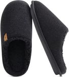 KuaiLu Mens House Memory Foam Slippers with Orthopedic Arch Support Comfy Warm Plush Lining Slip On Casual Pantuflas Mans Comfortable Bedroom Shoes Rubber Sole for Indoor&Outdoor Black Size 8.5