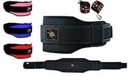 EVO Fitness Weight Lifting Belt 5.5” Neoprene Padded Back Lumbar Support Home Gym Training Exercise Workout Bodybuilding Powerlifting Deadlifts Squats with 18" Wrist Wrap (Black, Medium)