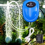 Despacito Aquarium Oxygen Air Pump for Fish Tank Noiseless Silent Motor air Pump for Aquarium 2 Way USB Rechargeable Pump with 2 Air Outlets Air Stones USB Plug, Tube (Power : 2W | Output : 3L/min)