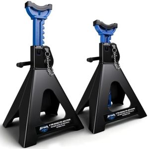 Jack Stands 6 Ton with Double Locking, 12000 lb Capacity, Heavy Duty Car Jack Stands with Rubber Pads, Adjustable for Lifting SUV, Pickup Truck Garage, 1 Pair Blue and Black
