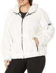 Calvin Klein Women's Plus Rope Detail Oversized Hoodie Sherpa Zip Up Jacket, Cloud, 2X