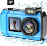 8K UHD Underwater Camera 33FT Autofocus 70MP Rugged Dustproof Shockproof Digital Camera Waterproof Camera Dual-Screen Selfie Underwater Photograph Camera with 32GB Card