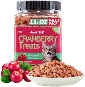 Just Try 13.4 OZ Cat Treats Urinary Tract Health Supplement Cranberry and D-Mannose for Kidney Bladder and UT Support Salmon Flavor Crunchy Chews Cat Loves